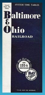 1952 B & O Timetable Cover